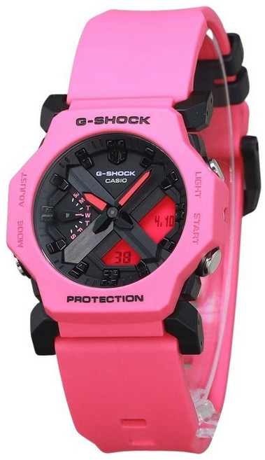 Casio G-Shock 아날로그 디지털 보라색 수지 스트랩 블랙 다이얼 쿼츠 GA-2300-4A 200M 남성용 시계