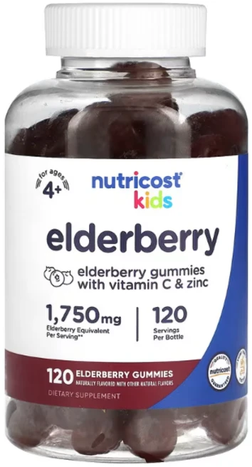 뉴트리코스트 Kids 엘더베리 4세 이상 1750 mg 120 구미, 120정, 1개 - 쿠팡