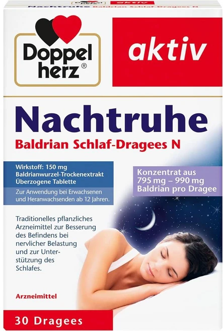 독일 도펠헤르츠 Doppelherz Night Rest Valerian Sleep 나이트 발레리안 슬립 당의정 N, 2개, 30정 - 쿠팡
