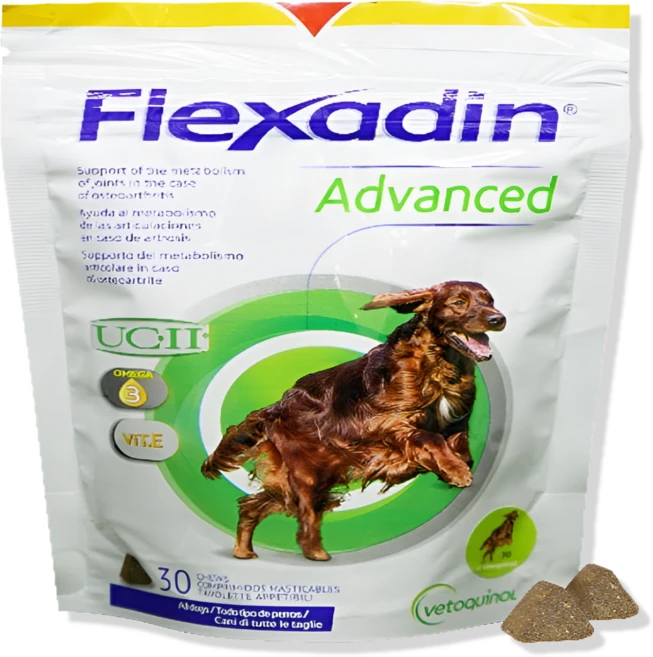베토퀴놀 플렉사딘 어드밴스 강아지 관절 영양제 UCII 오메가3 비타민E, 30정, 관절+눈건강, 1개 - 쿠팡