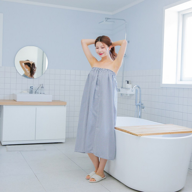 사우나 마사지 가운 찍찍이 고정 랩 가운 단체 단체복 추천 마사지 샵 가운 VWC001, VWC001 핑크