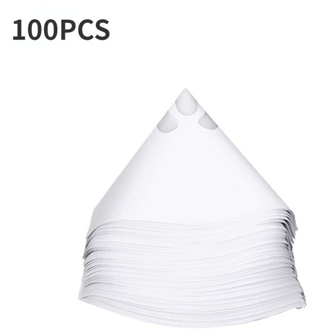 50/100Pcs 자동차 페인트 스프레이 메쉬 종이 필터 페인트 종이 정화 스트레인 메쉬 일회용 종이 원추형 깔때기 필터 도구, 100개