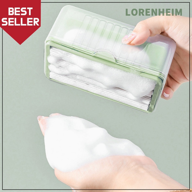 로렌하임 빨래비누 보관 케이스 겸 세탁솔 거품롤러 그린 주방세탁솔