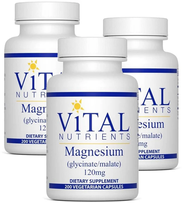 바이탈 뉴트리언츠 마그네슘 글리시네이트 말레이트 120mg 캡슐 Vital Nutrients Magnesium Glycinate Malate, 3개, 200정 - 쿠팡