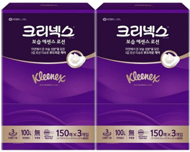 크리넥스 보습 에센스 로션 티슈 150매 6개입, 150매입, 6개