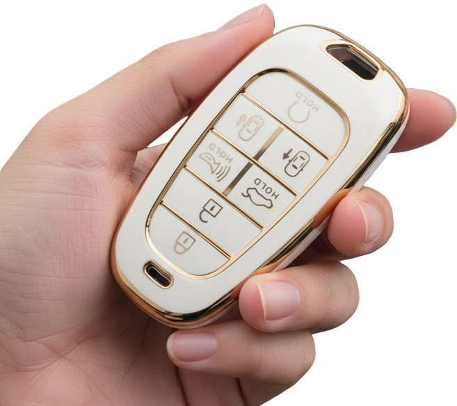 포스워백 그랜저 싼타페 베뉴 쏘나타 넥소 투싼 스타리아 아반떼 펠리세이드 호환 스마트 차키 케이스, 7버튼, 하양