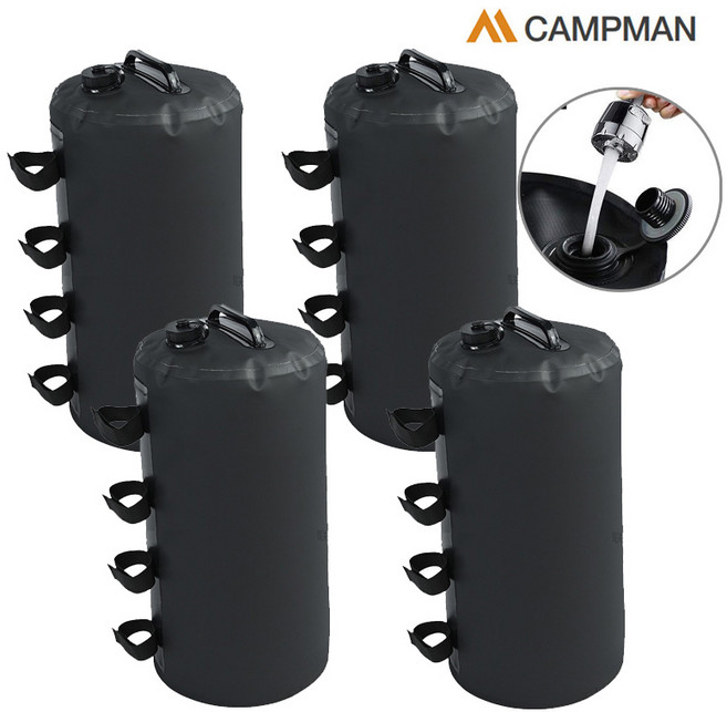캠프맨 PVC 천막 캐노피 고정 물주머니 20리터 20kg 대형 4p 텐트 파라솔 고정