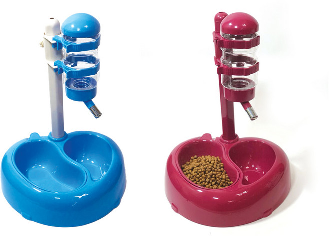 페로가토 스탠드 물병 강아지 고양이 급수기 급식기, 핫핑크, 핫핑크, 1개