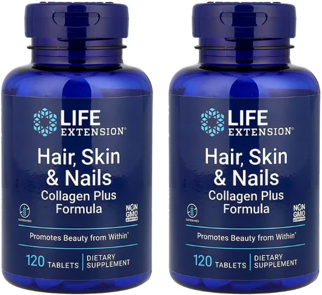 Life extension Hair Skin Nails Collagen Plus 라이프 익스텐션 헤어 스킨 네일 콜라겐 플러스 포뮬러 120정 2팩, 2개 - 쿠팡