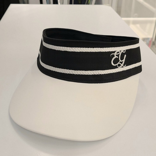 엘르골프 [여성] 여름 밧줄 자수 포인트 썬바이저썬캡 썬햇썬캡 썬햇, BLACK, 1개