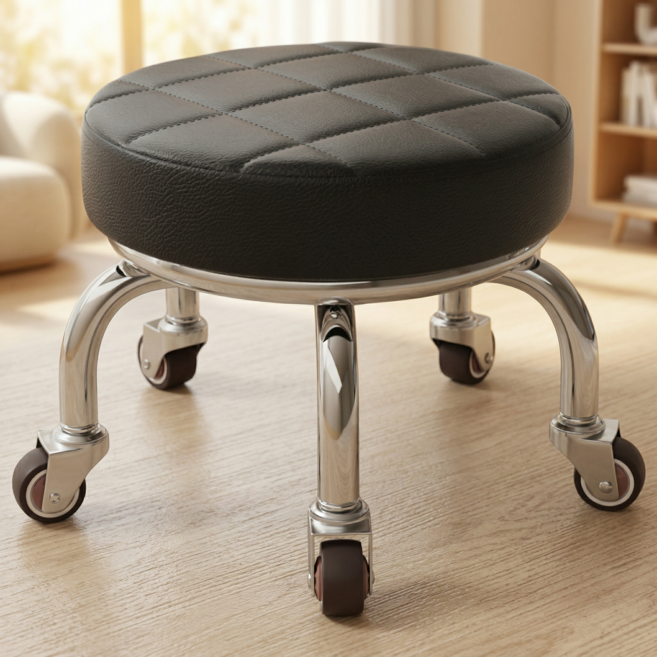 자은 무소음 앉은뱅이 청소바퀴의자, 블랙, 1개