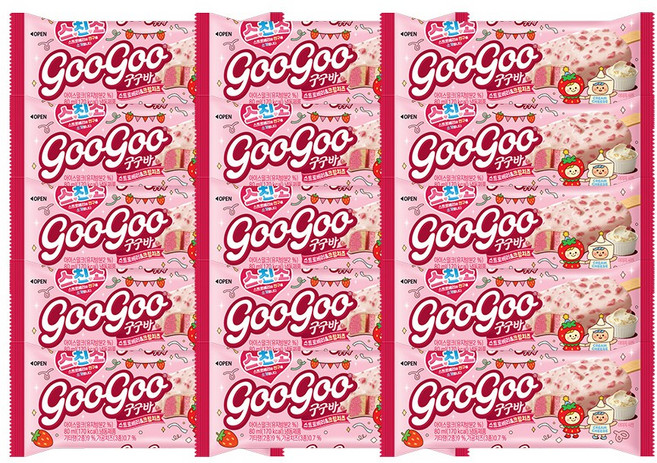 스친소 구구바 스트로베리&크림치즈 아이스크림, 15개, 80ml