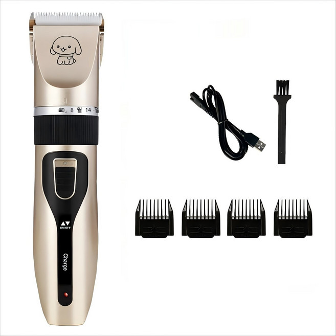강아지 바리깡 저소음 C타입 무선충전기 강아지 이발기 애견 바리깡, 1개, 금색