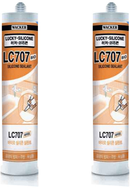럭키실리콘 LC707 바이오 욕실 주방 곰팡이 방지 항균 실리콘 270ml 백색, 2개