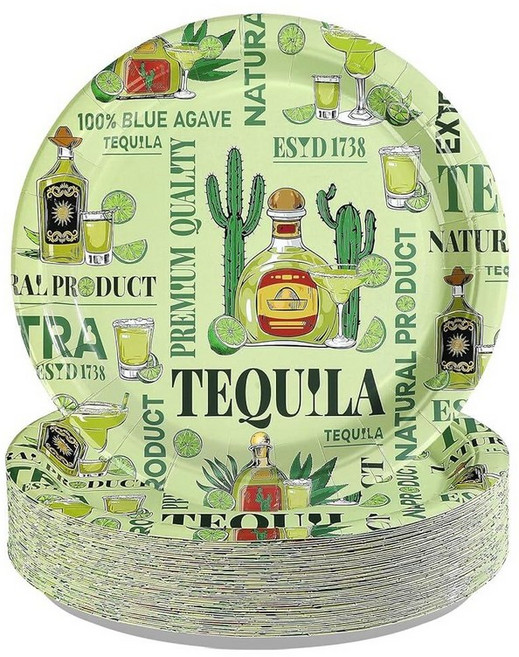 50피스 가재 삶기 원형 종이 접시 22.9cm(9인치) 튼튼한 일회용 랍스터 해산물 새우 디저트 게 플래터 여름 피크닉 바베큐 베이비 샤워 생일 파티 장식용, Green Tropical Plates