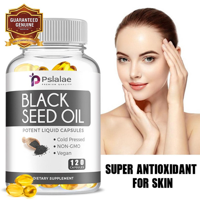 블랙 시드 오일 1000mg - 100% 순수 천연 냉압착 커민(니겔라 사티바), 3개, 60정