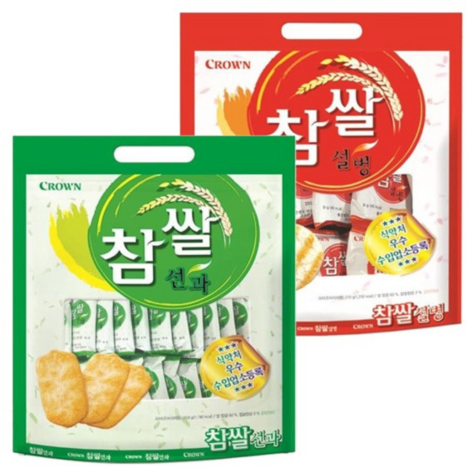 크라운 참쌀 설병선과 2팩 523g, 3개