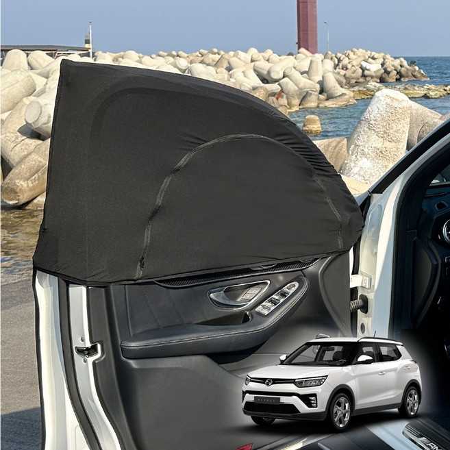 티볼리에어 모기장 차량용 방충망 차박 커튼 햇빛가리개 1+1, 블랙, 1세트, 뒷좌석 좌+우 (대)