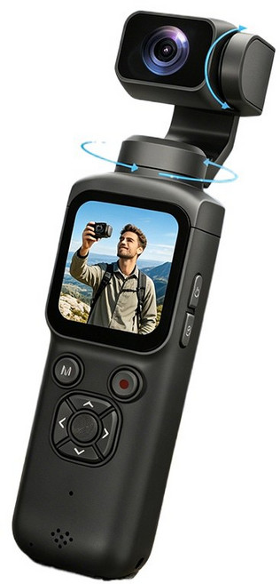 4K 액션 카메라 330 WIFI 포켓 추적 75MP (브이로그용) 기능 스테빌라이저 픽셀 짐벌 얼굴, NO TF CARD, HJD 05 Bla
