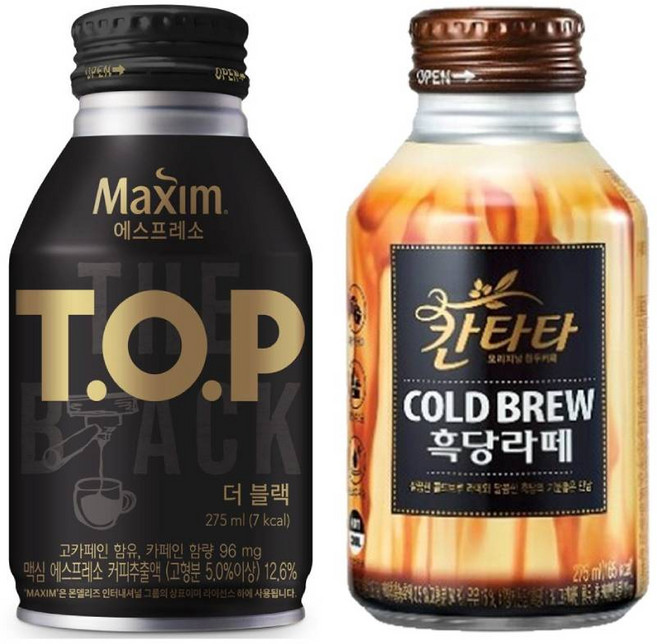 스타벅스 파이크플레이스 블랙 275mlx12캔+칸타타 콜드브루 흑당라떼 275mlx12캔, 1개, 275ml