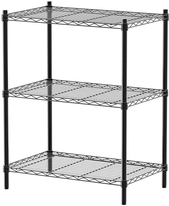 dayneeds 輕型 70x45x90公分 波浪架-鎖管 (兩色可選), 黑色, 3 Tiers