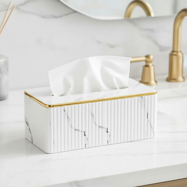 일상가 고급스러운 프리미엄 가죽 모던 심플 티슈 케이스 커버, 마블