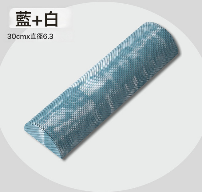 eva迷彩半圓形泡沫軸初學者健身肌肉放鬆實心瑜伽柱核心訓練滾軸, 1個, 迷彩藍白30*6.3
