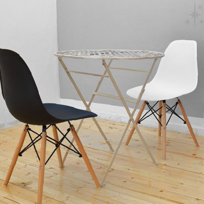 북유럽 스타일 식탁 거실 카페 인테리어 원목 다리 플라스틱 좌판 디자인 의자, 블랙, 1개