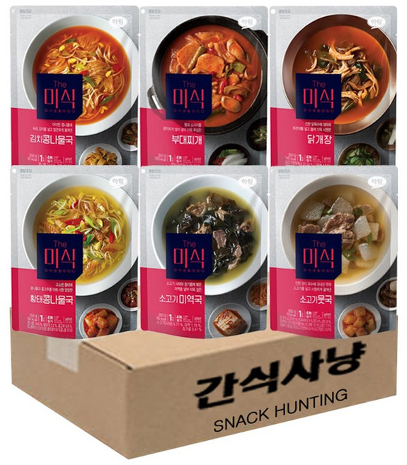 간식사냥 하림 더미식 국탕찌개 6종 기획세트(김치콩나물국+부대찌개+닭개장+황태콩나물국+소고기미역국+소고기뭇국)