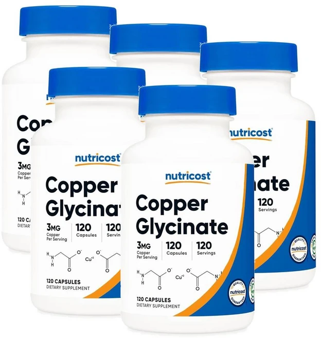 미국 뉴트리코스트 Nutricost Copper Glycinate Capsules 구리 글리시네이트 3mg 캡슐, 5개, 120정 - 쿠팡