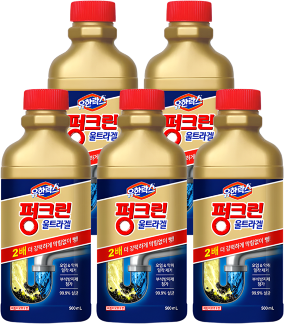 유한락스 펑크린 울트라겔 세면대 배수구 세정제 500mlX5개