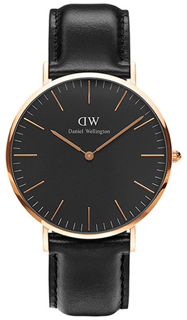 Daniel Wellington DW 手錶 爵士黑真皮皮革錶