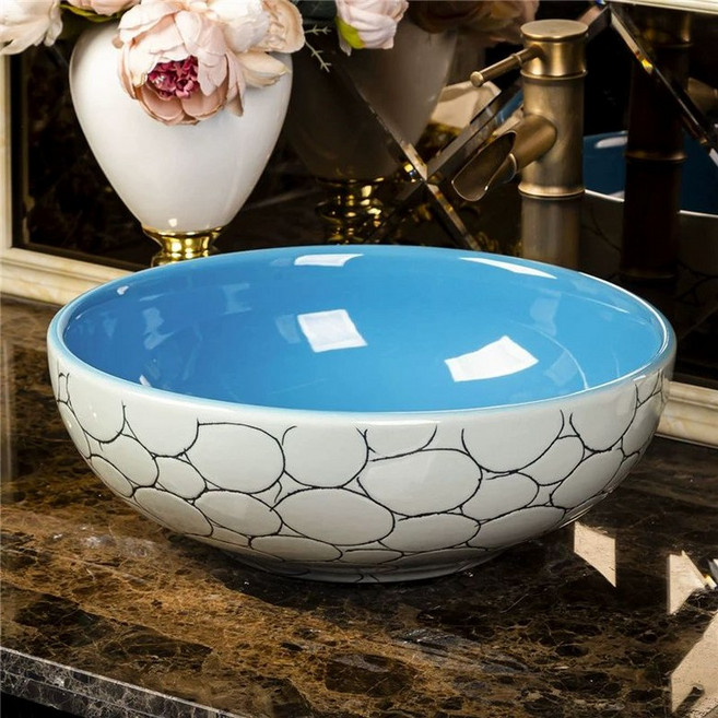 세라믹 마사지 골드 풋케어 두피괄사 머리 글리터 족욕세면기 스크래핑 메탈 상토 흙 발세면대 도자기 림프, 조약돌 무늬