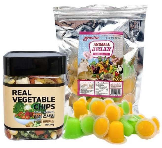 그로비타 소동물 간식 세트 : 젤리 20p + 11가지 야채, 90g, 1개
