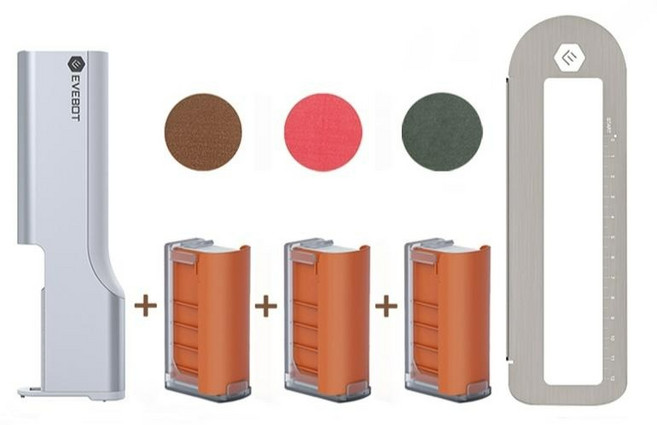 EVEBOT 식용 프린트 라떼 빵 마카롱 휴대용 인쇄기, 기계+갈색잉크+검정색잉크+빨간색잉크+식용눈금자