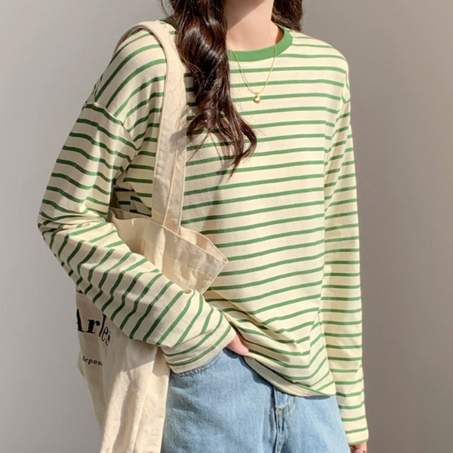 로렌미 러스티 스트라이프 긴팔티 S25SPT031831