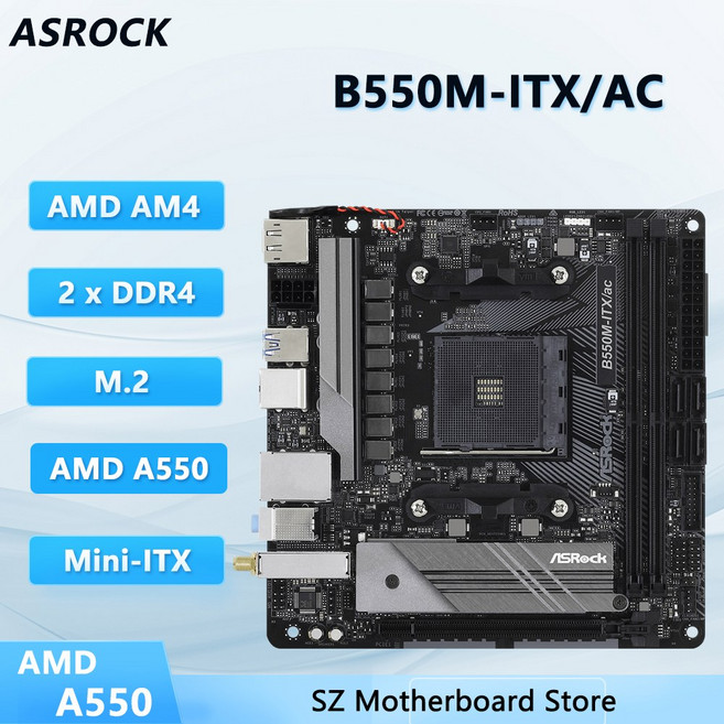 ASROCK B550M ITX AC AM4 미니 B550 X1 게이밍 RYZEN 메인보드 3600 5600X 마더보드 HDMI DDR4 PCI ITX 5800X3D CPU