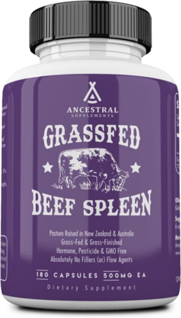 ANCESTRAL SUPPLEMENTS 목초사육 소 비장 500mg 무호르몬 180캡슐, 1개, 180정 - 쿠팡
