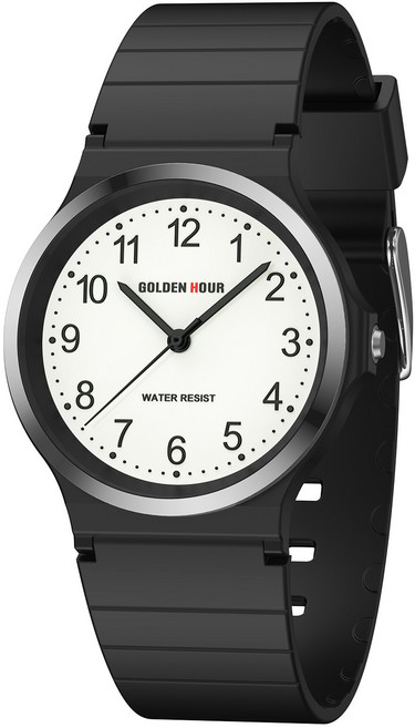GOLDEN HOUR 미니멀리스트 스포츠 여성용 아라비아 숫자 아날로그 시계 경량 레진 방수 손목시계 높은 가독성의 야광 다이얼 GH1329