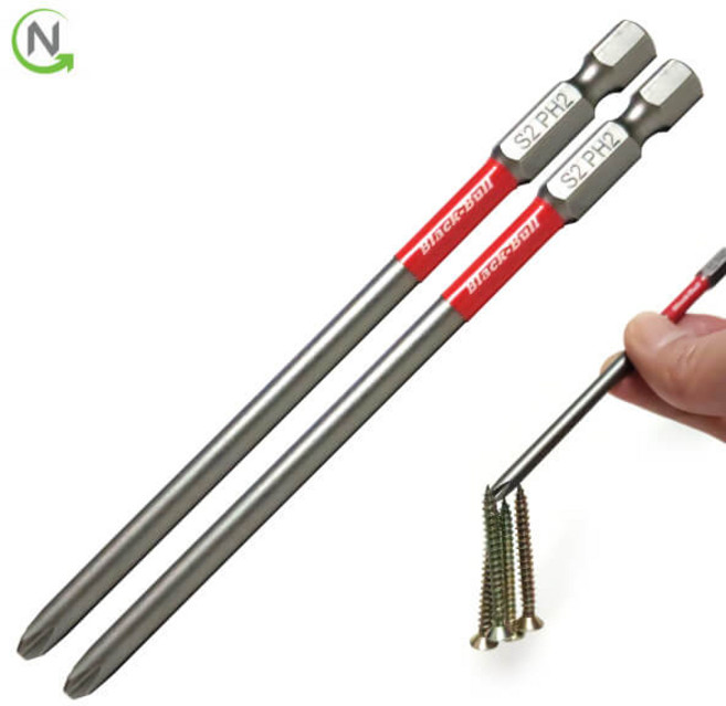 블랙불 임팩용 드라이버 십자 드릴 비트 115mm 2p세트 힐티 매거진 호환, 1세트