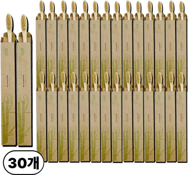 대나무 칫솔 KC인증 제로웨이스트 미세모, 30개, 1개입