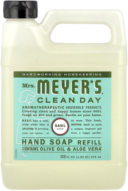 미세스메이어클린데이 핸드 솝 리필 바질 975ml(33fl oz), MRS14163, 1개