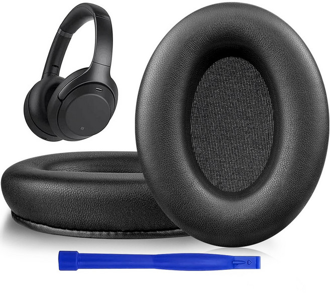 SOULWIT 교체용 이어패드-호환 모델 소니 Sony WH-1000XM3 (WH1000XM3) 오버이어 헤드폰 다양한 소재 가능 소음 차단 메모리 폼 두께 증가 1쌍, Lambskin, Black, 1개