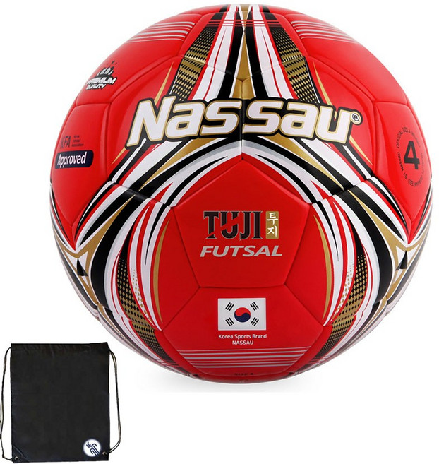 대한민국 낫소 TUJI 내구성 좋은 풋살공 레드+PG공가방, 1개