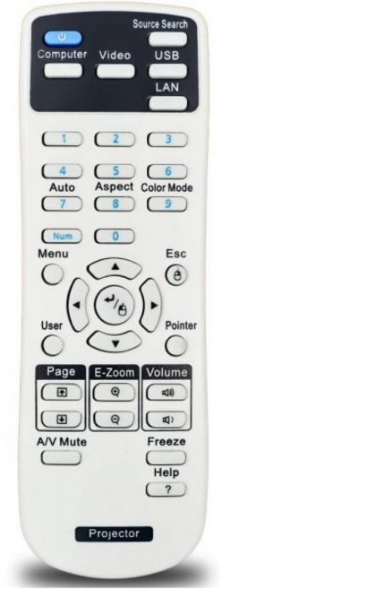 Epson EBS01 EBW01 EBX02 EBW02 EBX14G EBS11 EBS12 EBW12용 교체 프로젝터 리모컨, 엡손 1263W 1751 1761W 1771W 1776, 1개