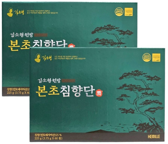 김소형 원방 본초 침향단 침향25% 고함량 60환, 2개, 225g