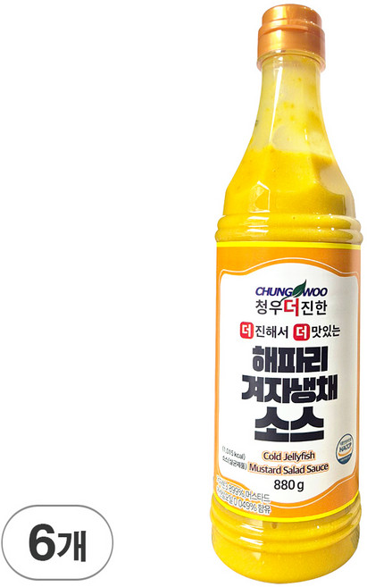 청우 더진한 해파리 겨자 냉채소스 해파리냉채소스, 880g, 6개