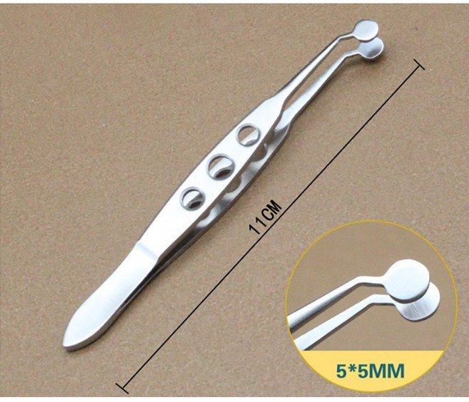의료용 핀셋 포셉 드레싱 청소 집게 도구 치과 스퀴징 마이봄샘 안과 눈기름샘 눈꺼풀, 1개, 5*5