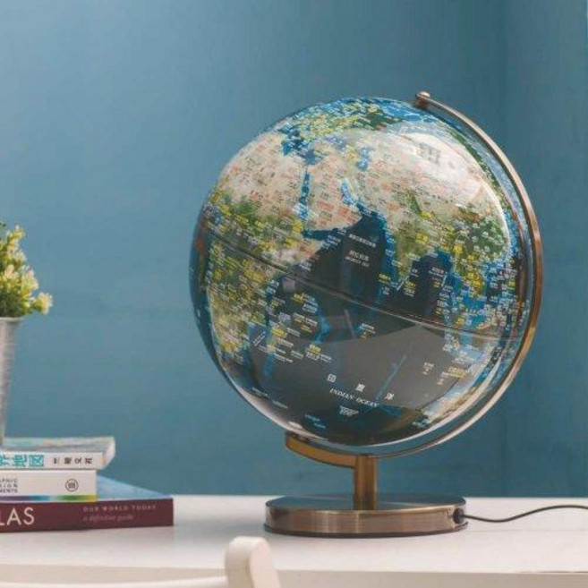 【SkyGlobe】12吋人口分佈古銅色底座地球儀(中英文對照)