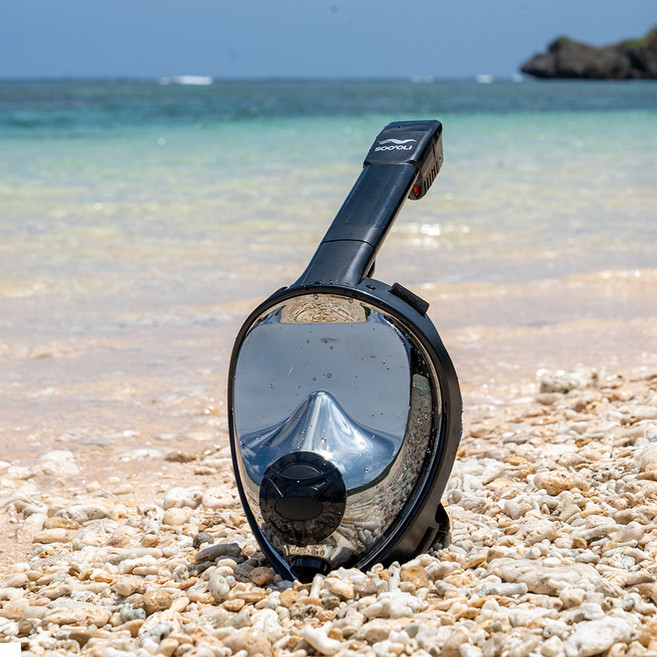 수올리 퍼펙트 풀페이스 UV차단 스노쿨링 마스크, 블랙